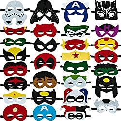 Image: Totteri 30pcs Superhero Masks for Kids Birthday Costumes, Felt Mask Party Favor Cosplay Toy for Boys and Girls