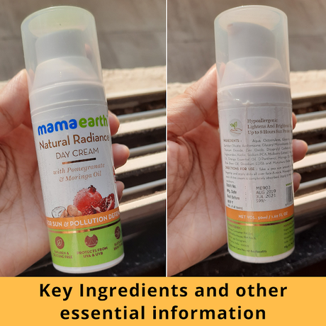 Mamaearth Natural Radiance Day Cream with Pomegranate and Moringa Oil - Review