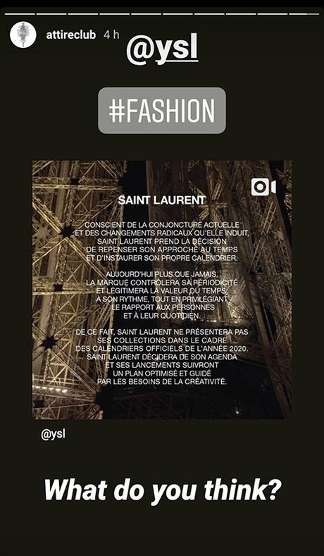 Saint Laurent Steps Out of Fashion Week