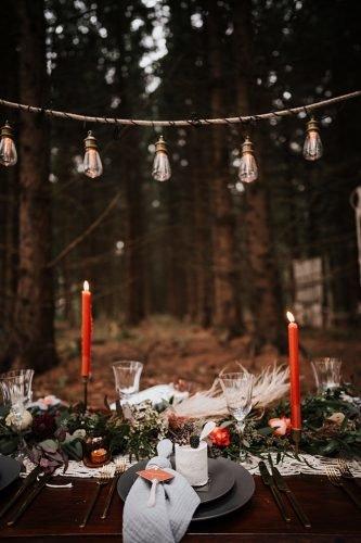 forest wedding styled shoots boho table with candle fotografie danielaebner