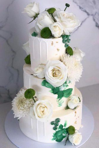 buttercream wedding cakes classic tall white with roses and greenery blondebakingmama via instagram