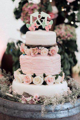 buttercream wedding cakes rustic pink with roses chris scuffins photo