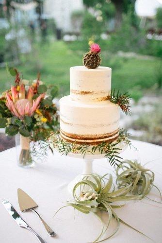 buttercream wedding cakes naked cake rustic with cactus