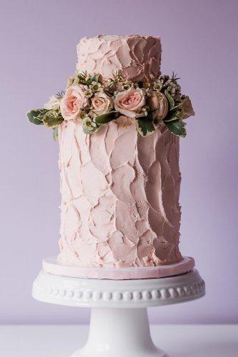 buttercream wedding cakes pink cream and roses with leaves littleleahskitchen via instagram