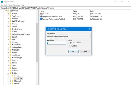 Fix – Google Chrome v81 Showing Error Code STATUS_INVALID_IMAGE_HASH RendererCodeIntegrityEnabled set its value data 0