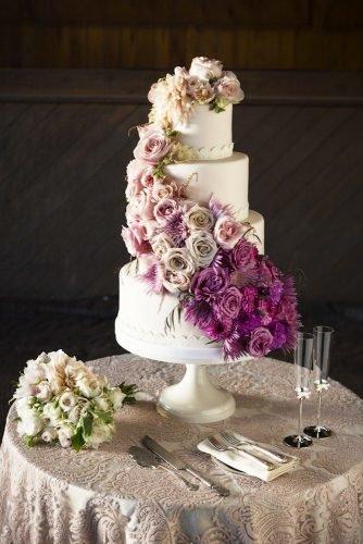 wedding cake 2019 flower cascade white cake Catherine Hall Studios
