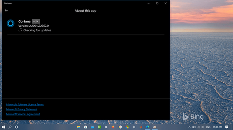 How to Update Cortana directly from app settings Cortana app checking for update in Windows 10 version 2004