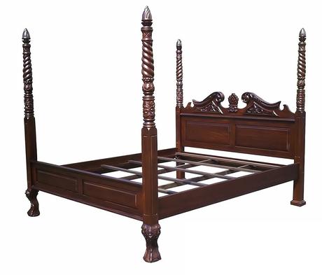 D ART COLLECTION England 4 Poster Bed in Real Mahogany Wood