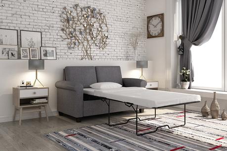 DHP Premium Twin Size Gray Linen Sofa Pull Out Bed