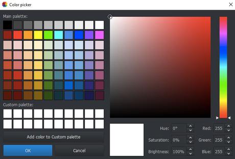 Photoworks Change Background Color picker