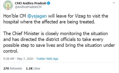 Vizag Gas Leak: Andhra CM Jagan Mohan Reddy To Go To Visakhapatnam On Gas Leak Incident