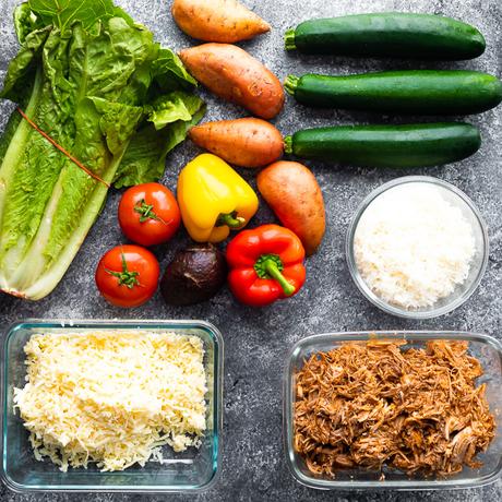 ingredients required for the pulled pork meal prep plan