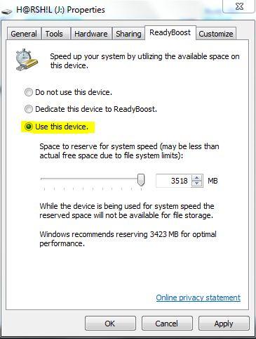 Use Pendrive as Ram and Speed Up Your Computer