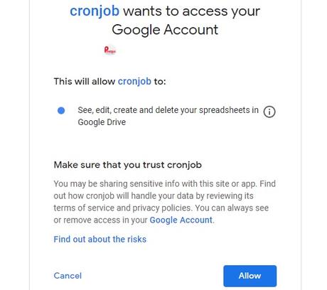 Create a CRON Job with Google Apps Spreadsheet Script