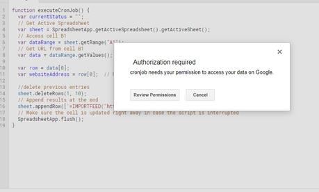 Create a CRON Job with Google Apps Spreadsheet Script