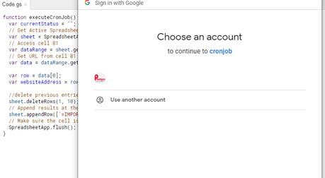 Create a CRON Job with Google Apps Spreadsheet Script