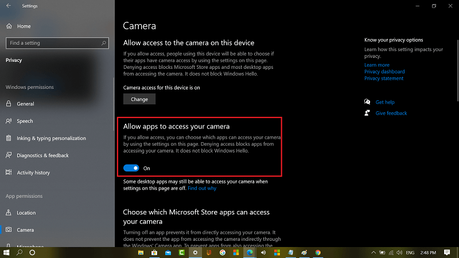 Fix – Google Meet Camera is not working in Video Meeting in Chrome Allow apps to access your camera in windows 10 privacy settings