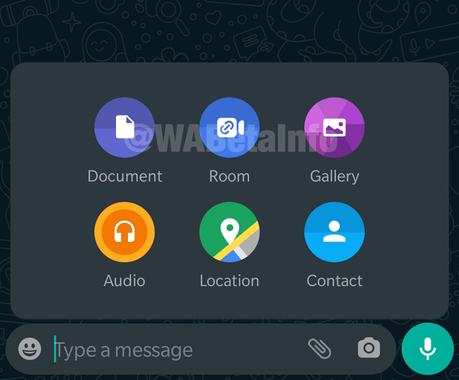 WhatsApp for Android Beta is Getting Messenger Rooms Shortcut rooms shortcut in whatsapp chat sheet
