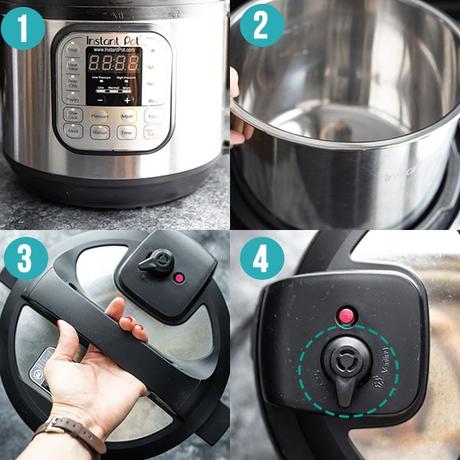 collage image showing the different parts of an Instant Pot