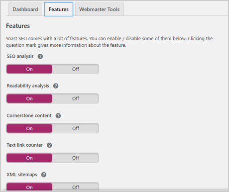 Yoast SEO Features Setting