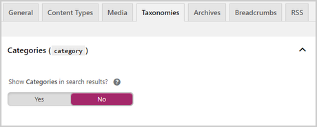 categories indexing setting