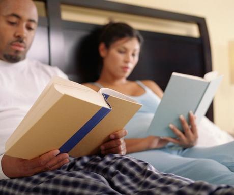 couple reading in bed