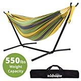 Zupapa Hammock and Stand Set, Heavy Duty Portable Combo for Indoor Bedroom Outdoor Backyard 10ft Double Hammock Stand 2 Person Frame 550LBS Capacity, Storage Bag Included, Mojito