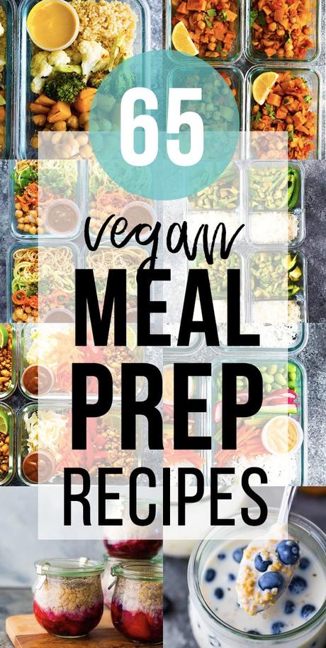 collage image with 65 vegan meal prep recipes
