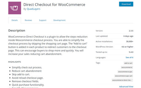 direct checkout for woo