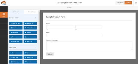 WPForms Contact Form Fields