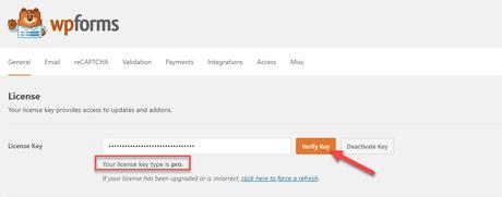 Verify WPForms License