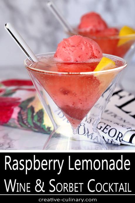 Raspberry Lemonade Wine and Sorbet Cocktail