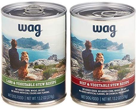 Amazon Brand - Wag Wet Canned Dog Food, Variety Pack Stew (Lamb, Beef), 13.2 oz Can (Pack of 6)