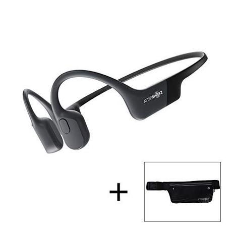 AfterShokz Aeropex Open-Ear Wireless Bone Conduction Headphones with Sport Belt, Cosmic Black, 2.3