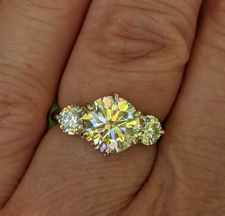 Three-stone engagement ring upgrade