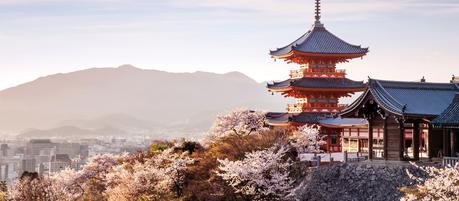 Sunset-at-Kiyomizu-dera-Temple-and-cherry-blossom-season-Kyoto-Japan-Asia - destinations we can't wait to visit