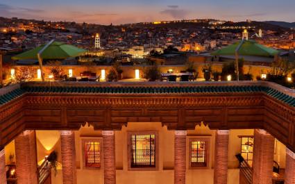 Roof top terrace at Riad Fes Hotel in Fes, Morocco