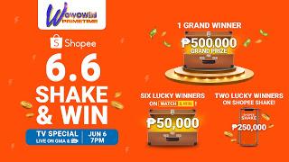 Catch the Shopee 6.6 Shake & Win TV Special on Wowowin Primetime and Win A Total of ₱1.3 Million in Cash