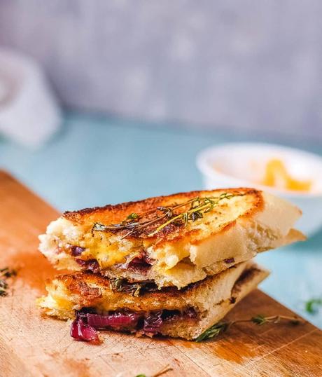 Garlic Bread Grilled Cheese with French Onions