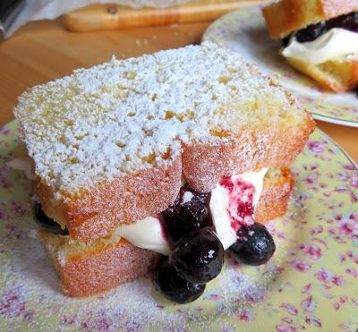 Lemon Sandwiches with Blueberries & Cream