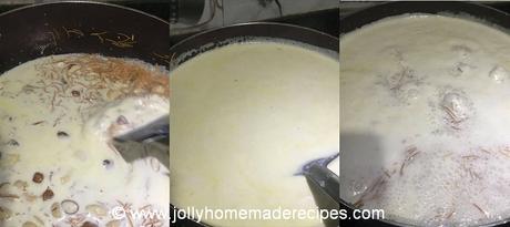 add milk into fried vermicelli