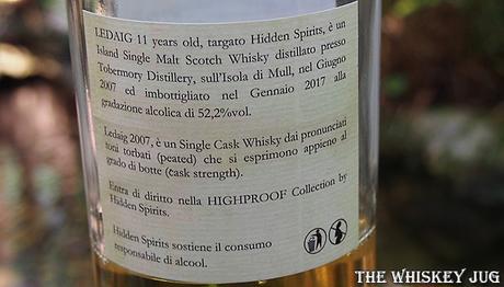 2007 Hidden Spirits Ledaig 11 Years Back Label