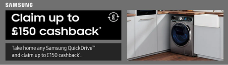 Samsung Laundry Appliances - QuickDrive Cashback Promotion - Up To £150 - Samsung Deals Belfast and Dublin