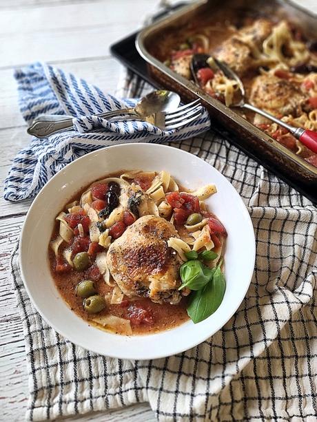 one-dish baked italian chicken pasta