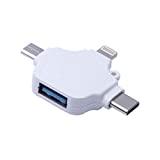 Image: 3 in 1 OTG Adapter for SD TF Card Reader Compatible with iPhone iPad, Lightning/USB Type-C/Micro-USB to USB Camera Adapter for Card Reader, Keyboard, Mouse,U Disk, USB Flash Drive(White)