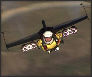 Jetman flying at high velocity over Rio De Janeiro in early May, 2012.