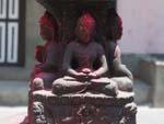 Stone Buddha statue in the Itum Bahal courtyard