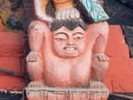 Colourful deity statues located around the Saraswati Shrine