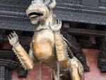 Metal lions of the Akash Bhairab Temple