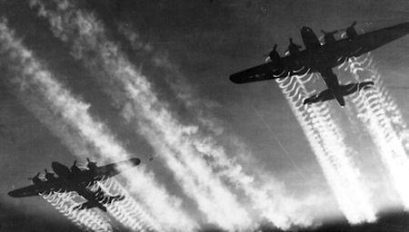 Images Of Vapor Trails And Cones Created By Planes In The Sky